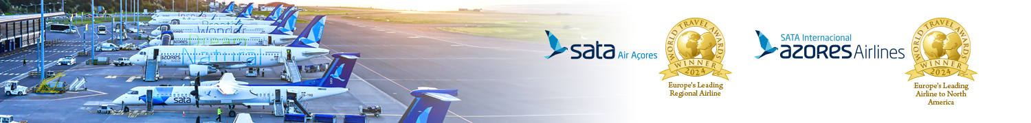 World Travel Awards 2024, Europe's Leading Regional Airlines Winner - SATA Air Açores. World Travel Awards 2024, Europe's Leading Airline to North America winner - SATA Internacional Azores Airlines.