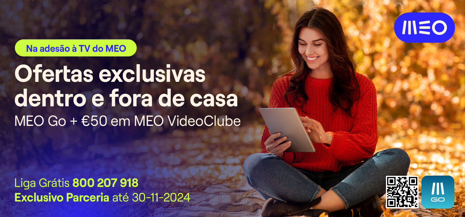 Na adesão à TV do MEO, ofertas exclusivas dentro e fora de casa. MEO Go + €50 em MEO VideoClube. Ligue grátis 800 207 918. Exclusivo parceria até 30-11-2024